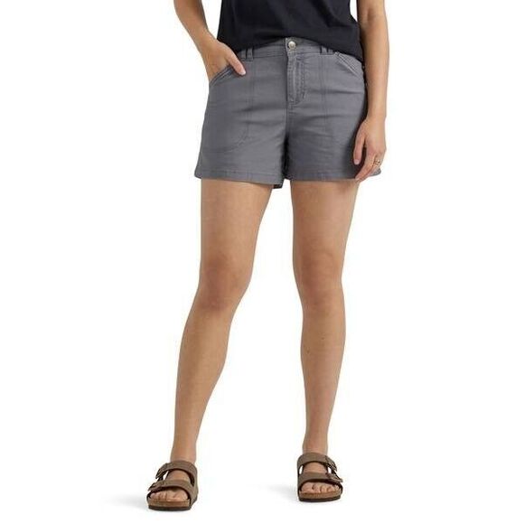 Lee Legendary Carpenter Shorts Womens 6 Gray Hammer Loop Cotton Stretch NEW - Picture 1 of 9